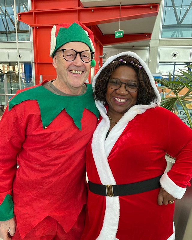 Mrs Santa and her elf