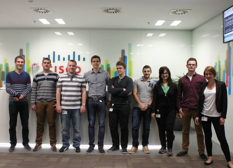 Jakub with his cohort at the Cisco Poland office. 